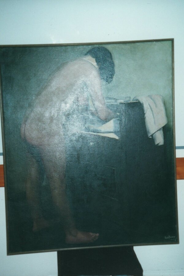 Ernst Neuschul, Akt u stolu s umyvadlem, 1929